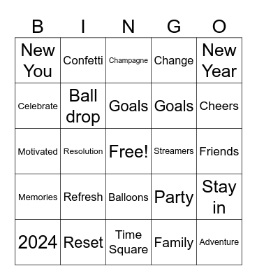 2024 New Years BINGO Card