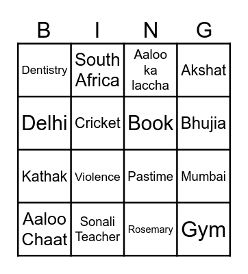 Sohi's 35th Birthday Bingo Card