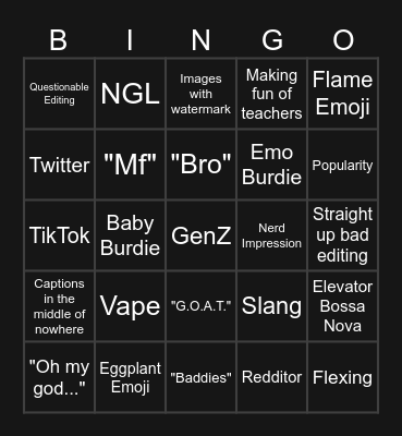 Burdie Bingo Card