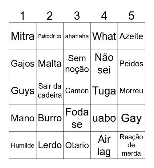 Wuant Lerdo Bingo Card