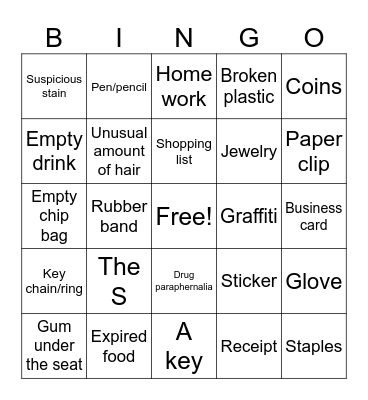 Bus treasures Bingo Card