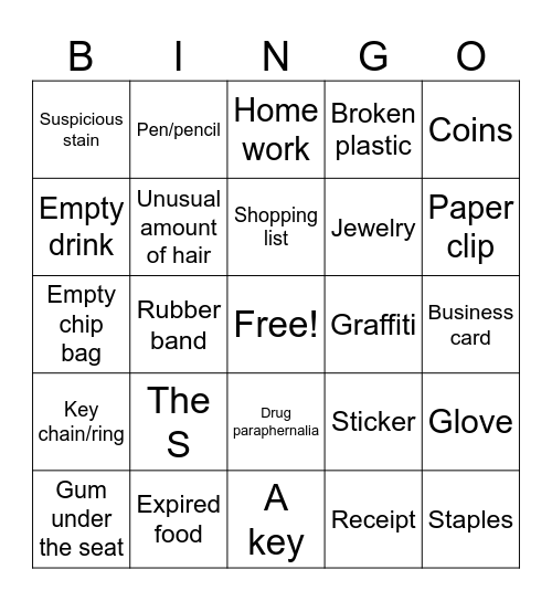 Bus treasures Bingo Card