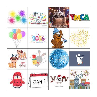 Happy New Years 2026 Bingo Card