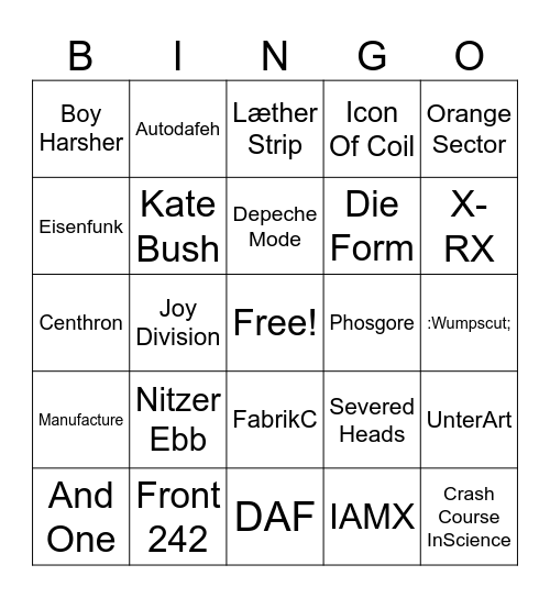 Mela muzik bingo Card