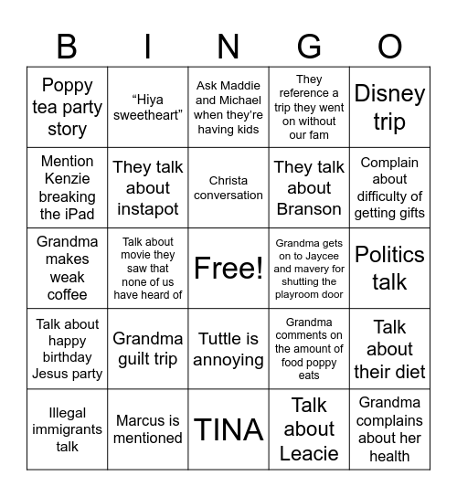 Untitled Bingo Card