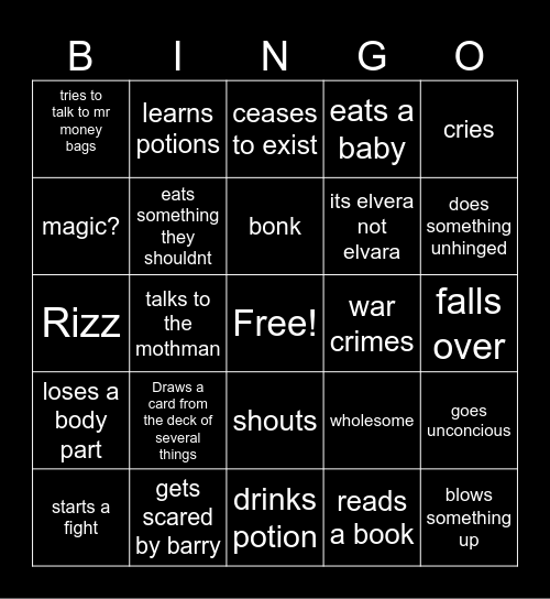 bingo bongo Bingo Card