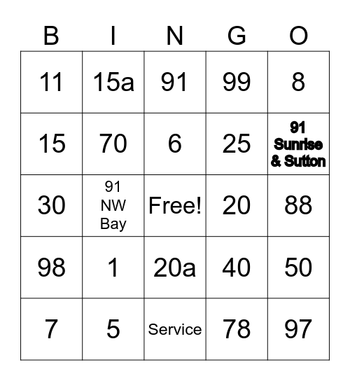 BUS BINGO! Bingo Card
