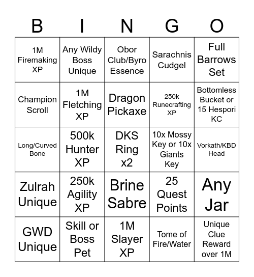 Misfits Gang Bingo Card