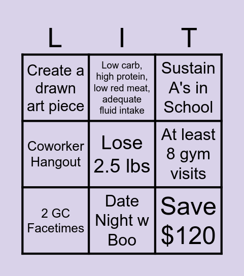 January Bingo Card