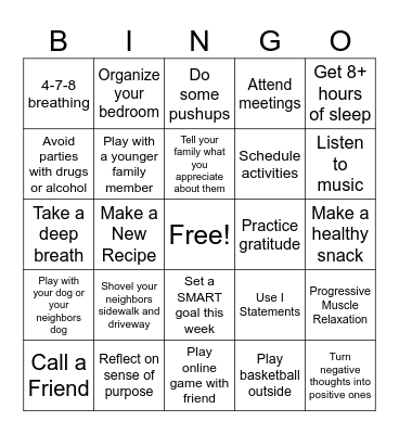 Tips for Staying Sober During Winter Holidays Bingo Card