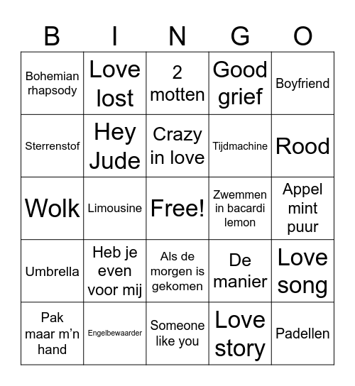 Mi ma muziekbingo! Bingo Card