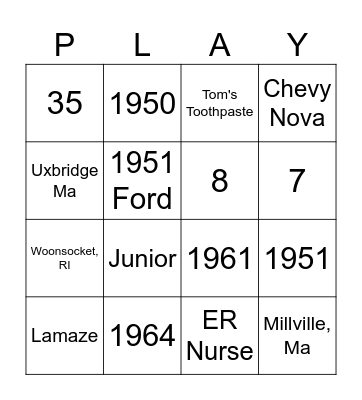 Janet Bingo Card