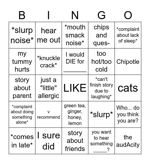 Melody Bingo Card