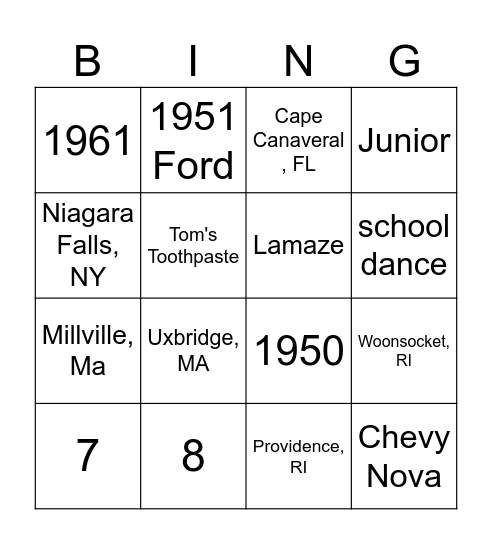 Janet Bingo Card