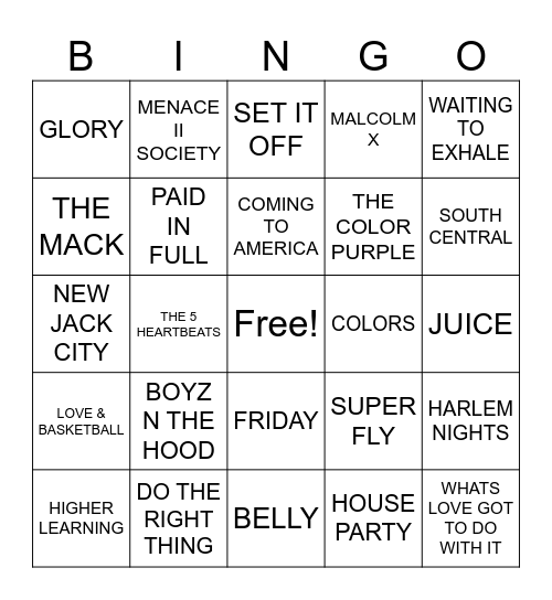 MOVIE BINGO Card