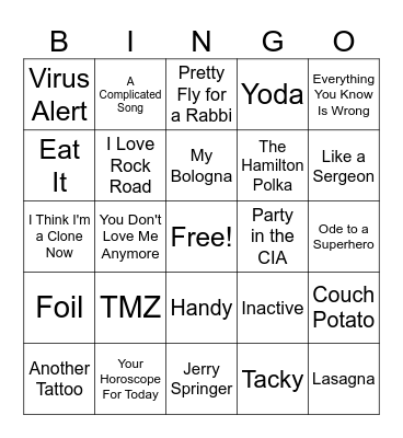"wEiRd AL" Bingo Card