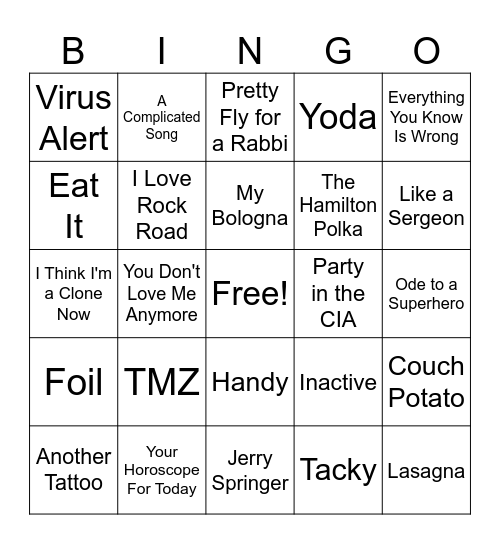 "wEiRd AL" Bingo Card