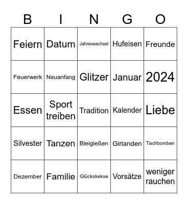 Neujahr T Bingo Card