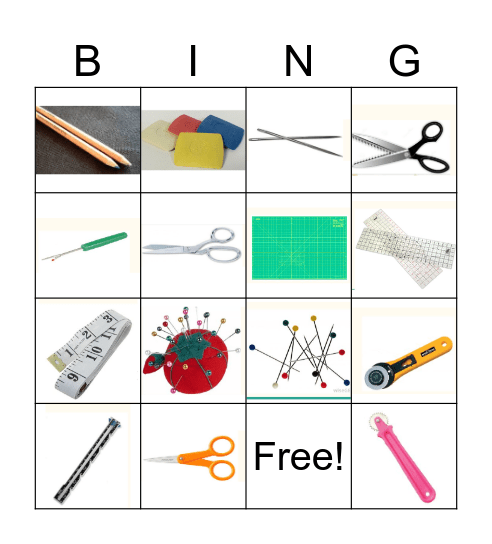 Sewing Tool Bingo Card