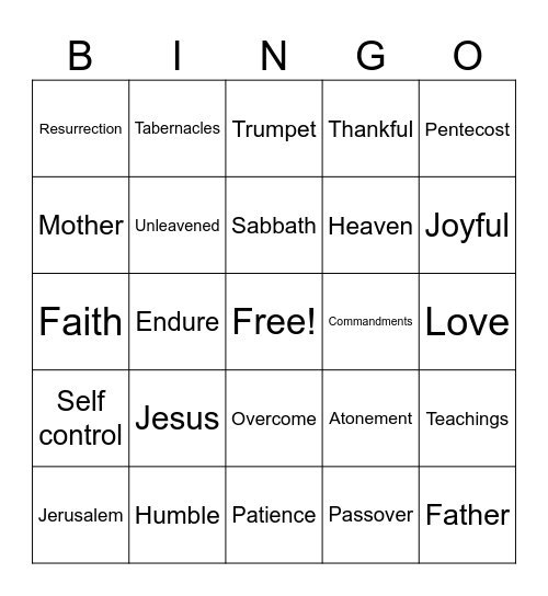 Bible Bingo Card