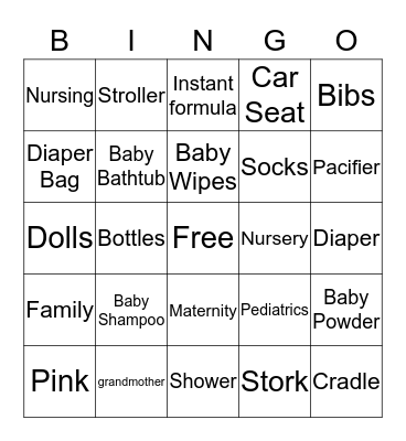 Vera Sophia Shower Bingo Card