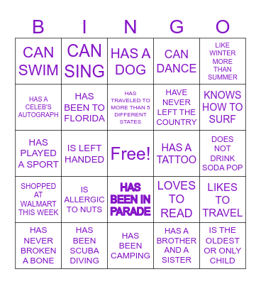 ICEBREAKER BINGO Card