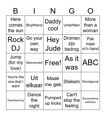 Mi Ma Muziekbingo! Bingo Card