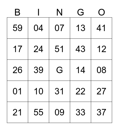 BINGOLIN Bingo Card