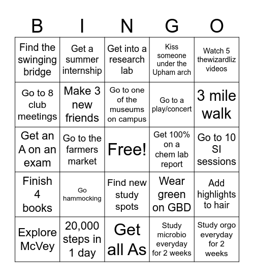 Goals Spring 24 Bingo Card