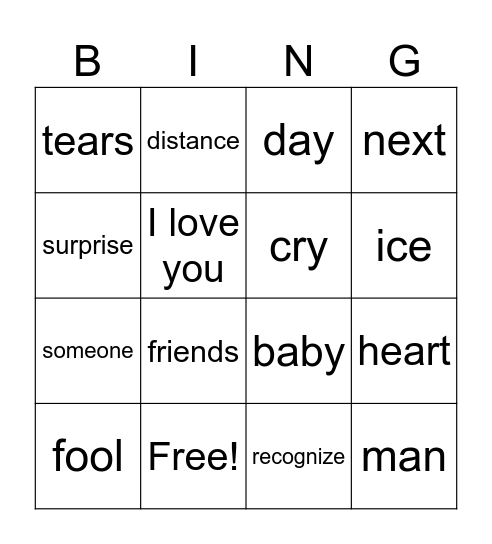 Last Christmas Bingo Card