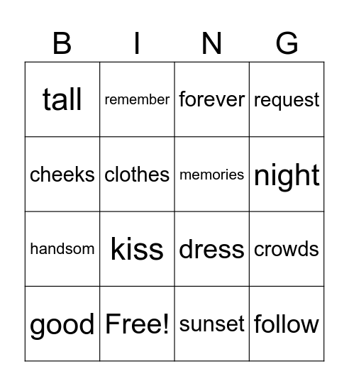 Wildest dreams Bingo Card