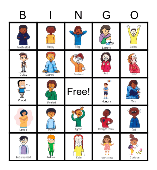 FEELINGS & EMOTIONS BINGO Card