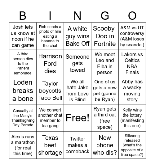 2024 Bingo Card