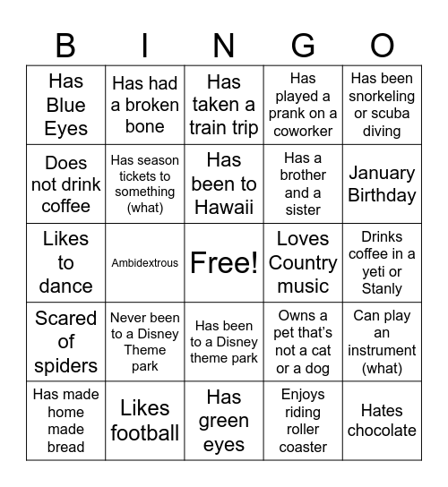 Buddy Up Bingo Card