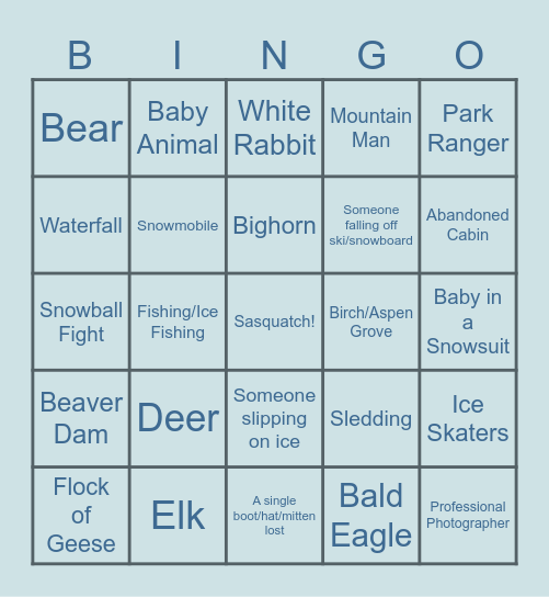 Rocky Mountain Bingo Card