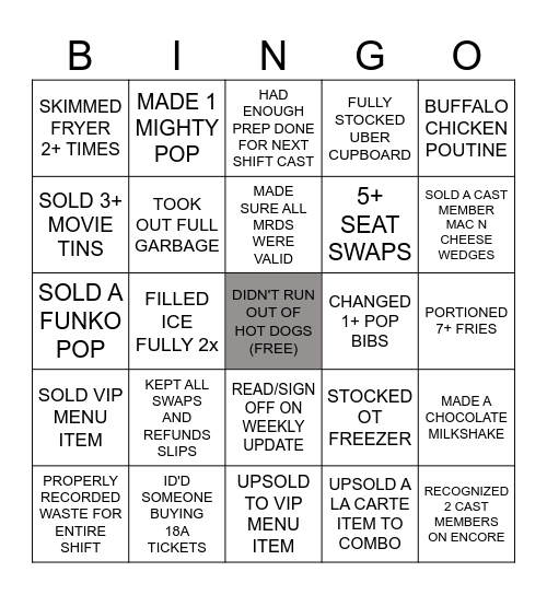 Outtakes Bingo Card