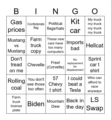 Its Raceing Time!!!1!!1! Bingo Card