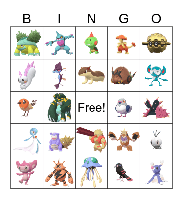 2024 Shiny Pokemon Bingo Card