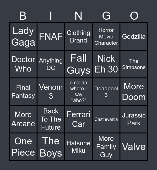 2024 Fortnite Collabs Prediction Bingo Card   2024 Fortnite Collabs Prediction 