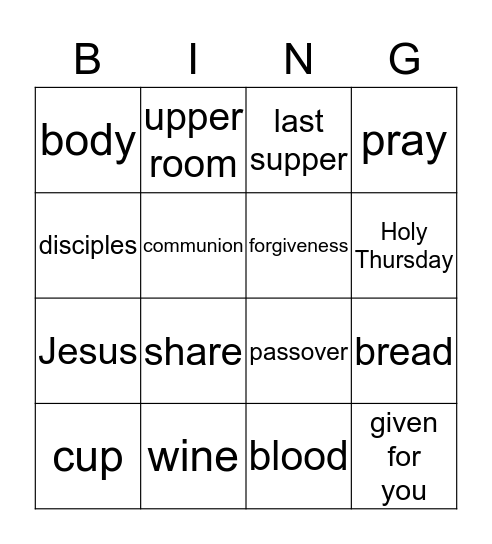 communion Bingo Card