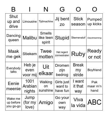 Mi Ma Muziekbingo Card