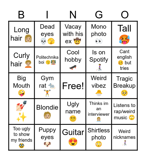 ✨Tinder boisss✨ Bingo Card