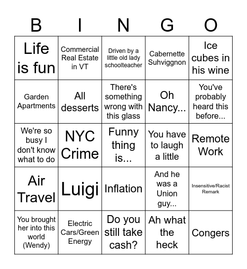 Carl Bingo Card