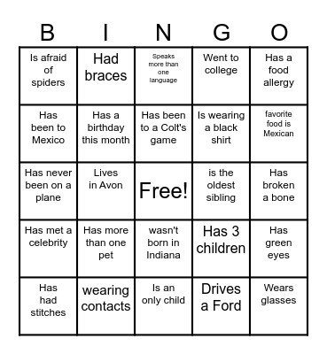 New Year's Bash! Bingo Card