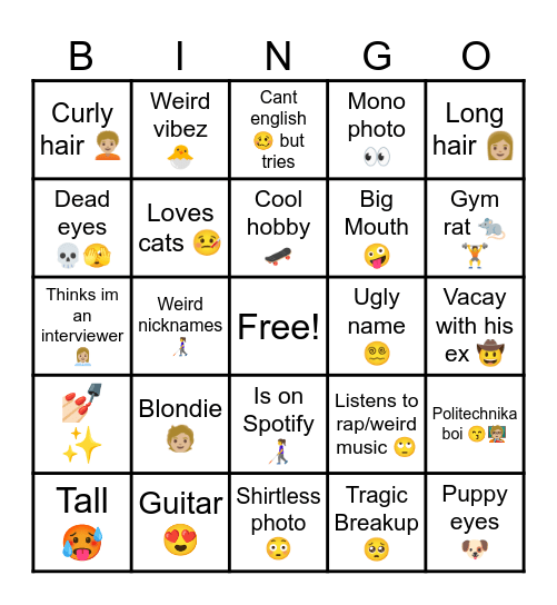 ✨Tinder boisss✨ Bingo Card