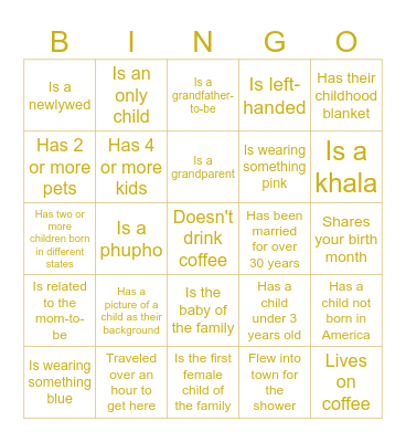 Find the Guest! Bingo Card