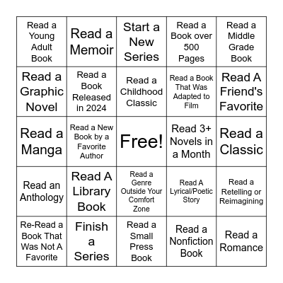 2024 Reading Bingo Card