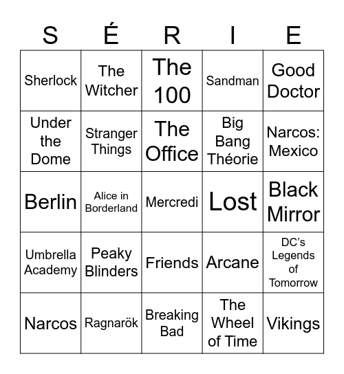 Série Bingo Card