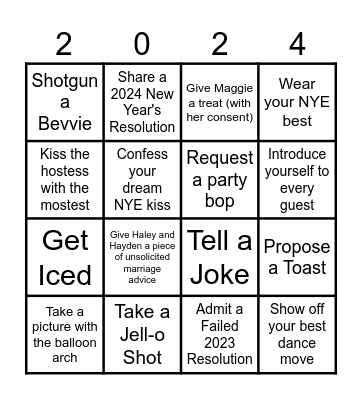 NYE Spectacular Bingo Card