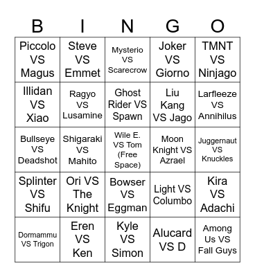 Death Battle Season 11 Bingo Card